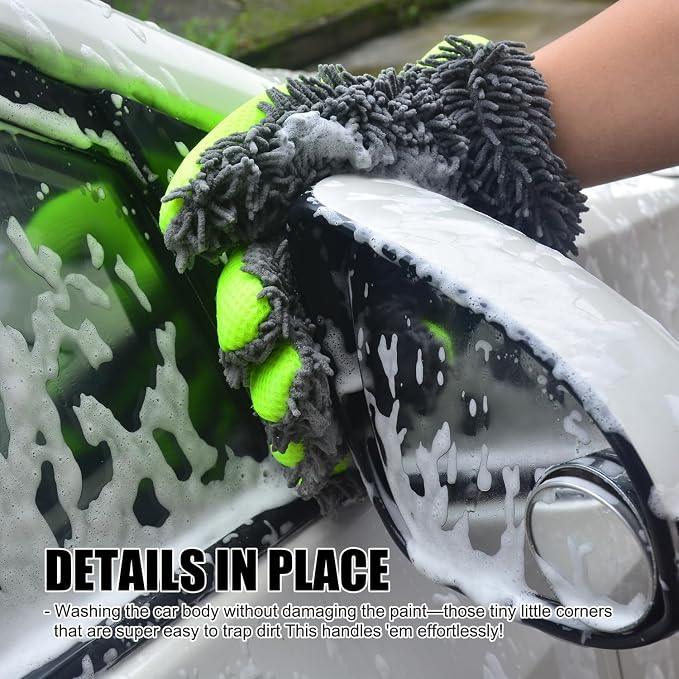 2-Pack Car Wash Mitt, Microfiber Scratch Free Auto Detailing Supplies - Image 5