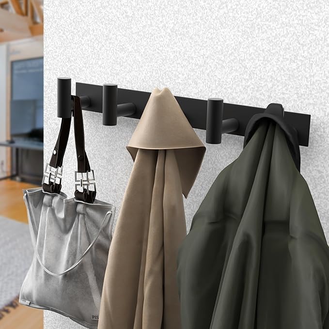 PMMASTO Coat Rack Wall Mounted, 5 "T Shaped Wall Hooks - Image 6