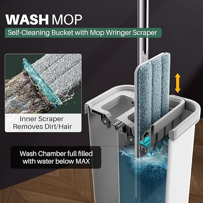 JOYMOOP Mop and Bucket with Wringer Set and Floor Cleaner Pods, Flat Floor Mop - Image 5
