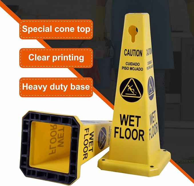 8-Pack 26.5" Caution Cones, 4-Sided Visible Safety Signs - Image 3