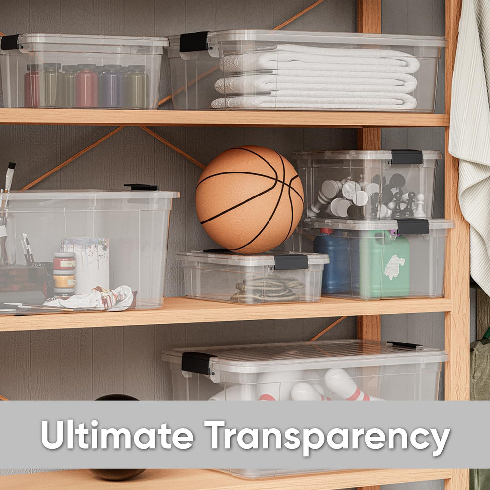 Superio Storage Bins with Lids- Clear Boxes for Organizing, Stackable Plastic...