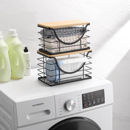Extra Large Trash Bag Holder Under Sink 2 Pack Stackable Kitchen Storage - Image 2