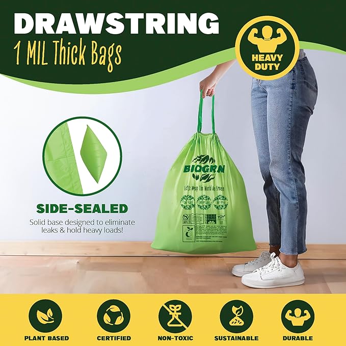 10-13 Gallon Compostable Trash Bags Drawstring 30 Bags Heavy Duty Extra Thick 1 - Image 3