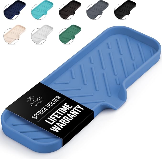 Zulay Kitchen Large Silicone Sponge Holder – Flexible Sink Organizer Tray by ZulayKitchen