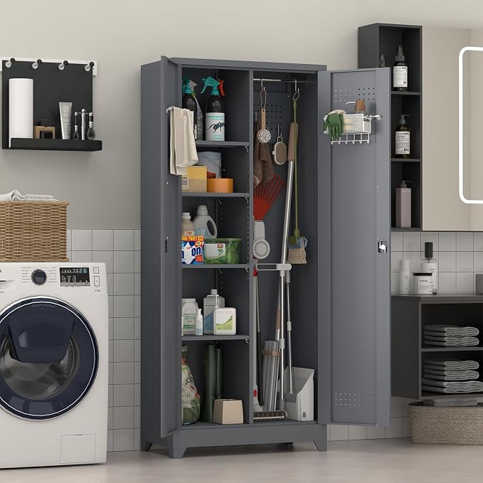 Metal Tool Storage Cabinet, Broom Closet - Image 2