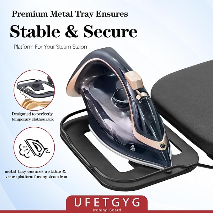 Ironing Board, Metal Panel Iron Board |43" X 13" W/with Iron Rest | Full Metal - Image 3