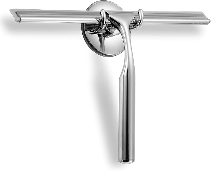 Ettori Shower Squeegee Clear Glass Wall Cleaner Stainless Steel by Ettori