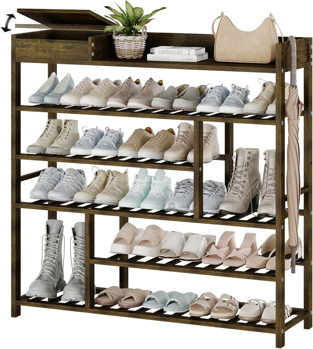Bamworld Shoe Rack for Front Door Entrance Bamboo Shoe Organizer with Storage...