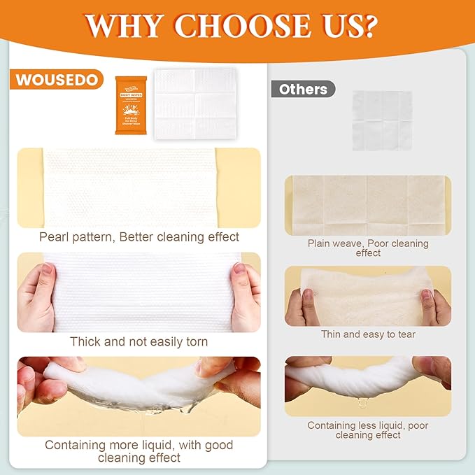 300 Pcs Ultra Thick Soft Large Body Wipes Individually Wrapped, Shower Wipes - Image 4