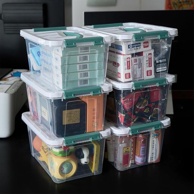 6 Quart Plastic Stackable Storage Latch Bins - Image 5
