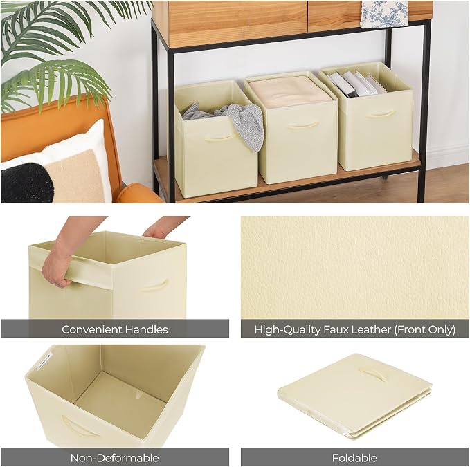 StorageWorks Beige Storage Cubes, 11 Inch Cube Storage Bins - Image 5