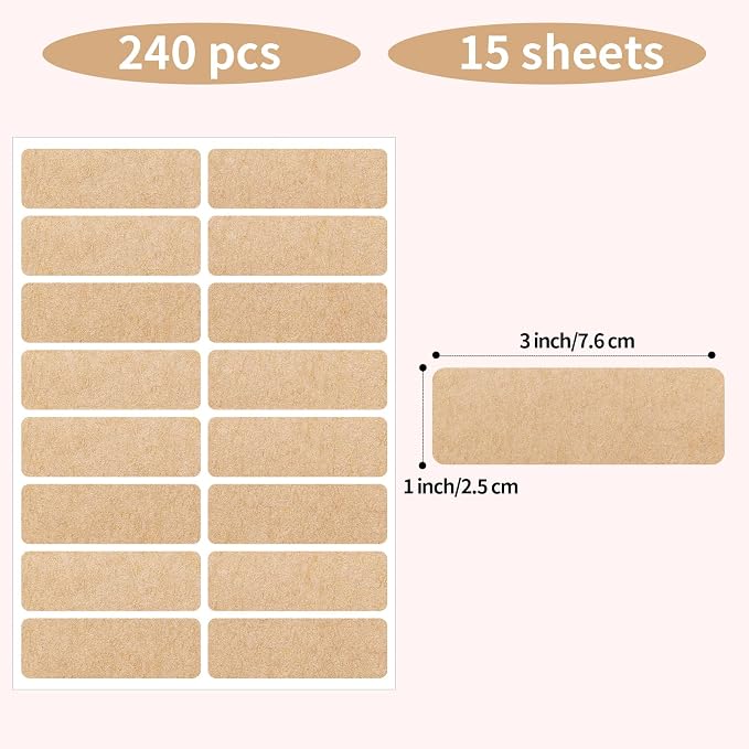 Removable Kraft Label Stickers- Writable Gift Tag Stickers Labels, - Image 2