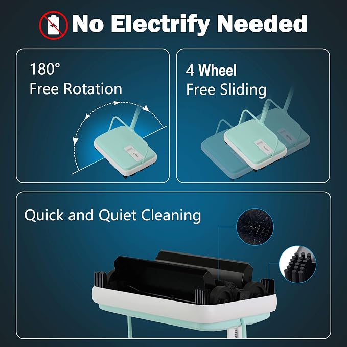 Eyliden Carpet Sweeper, Mini Size Lightweight Hand Push - Image 3