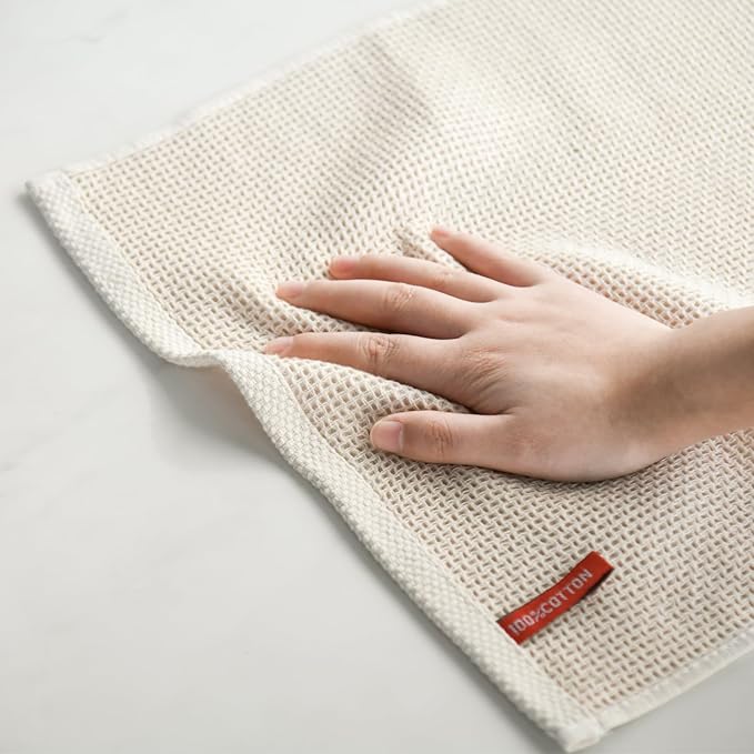Artoid Mode 100% Cotton Beige Brown Dark Grey Waffle Weave Kitchen Dish Cloths - Image 5