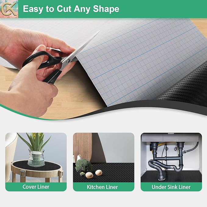 Self-Adhesive Shelf Liner Kitchen Liner, Waterproof Backed Paper Easy Peel and