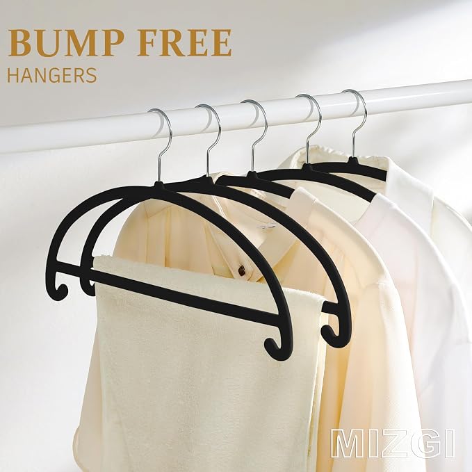 MIZGI 50 Pack Black Velvet Hangers - Image 2