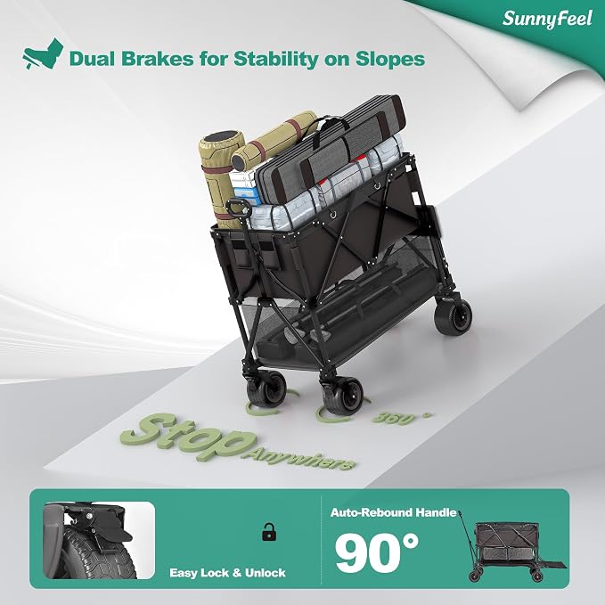 SUNNYFEEL Double Decker Wagon, Collapsible Outdoor Utility Wagon Cart 500LB - Image 9