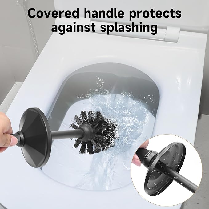 Black Toilet Brush and Holder，Extra Long Handled Toilet Brush - Image 3