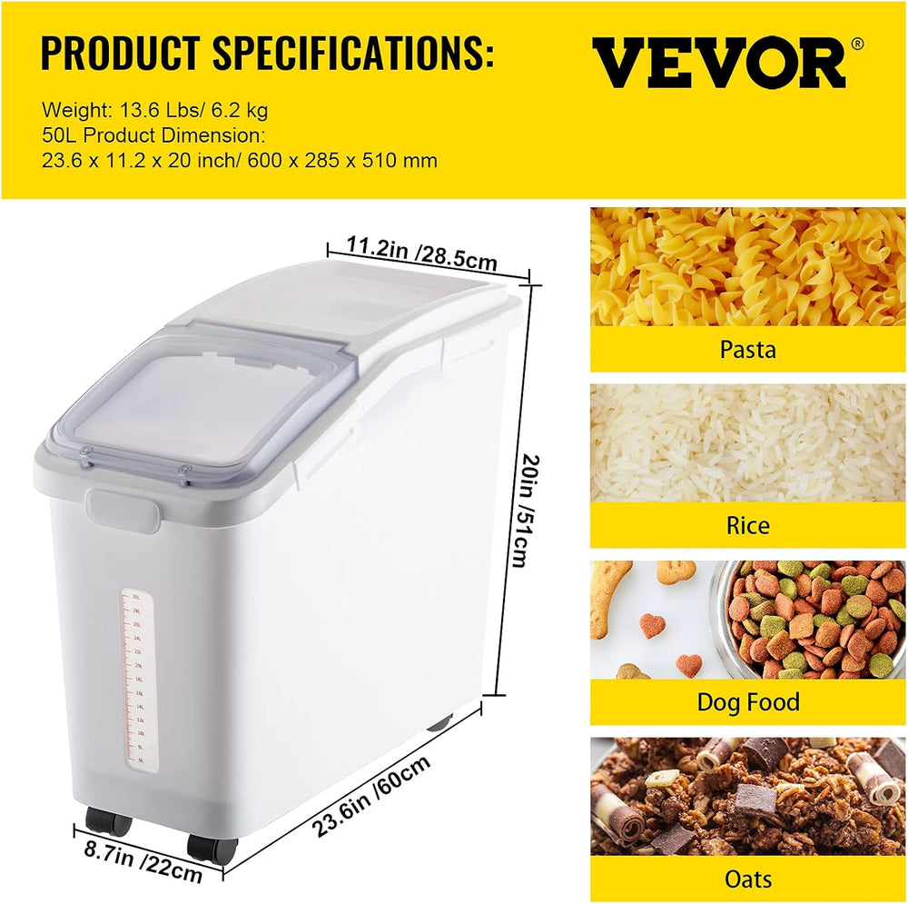 VEVOR Ingredient Storage Bin, 11.4 Gallon Capacity Shelf Ingredient Bin, 280 ...