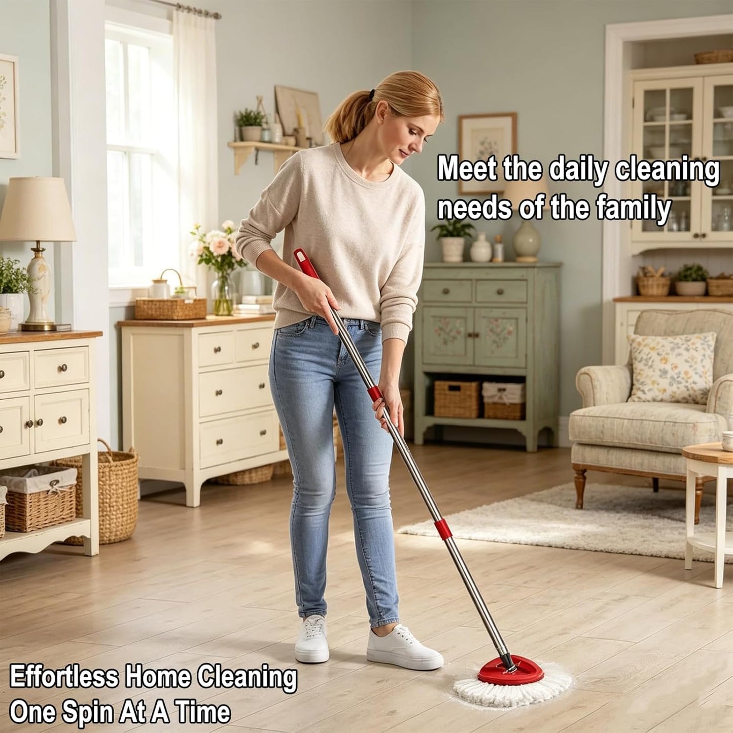 10 PCS Spin Mop Replacement Head,100% Microfiber Mop Heads Replacements Compatible with Cedar Easywring 1-Tank System, 360 Degree Round Mop Refills for Easy House Cleaning Floor Mopping