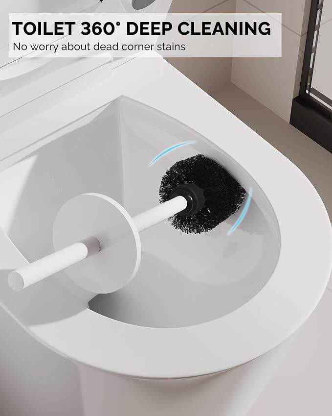 Toilet Brush and Holder Set, Stainless Steel Toilet Bowl Brush - Image 2