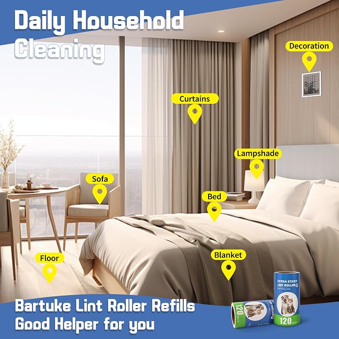 Extra Sticky Lint Roller Refills 2 Pack fit 3.8"-4" Standard Size Lint Roller - Image 7