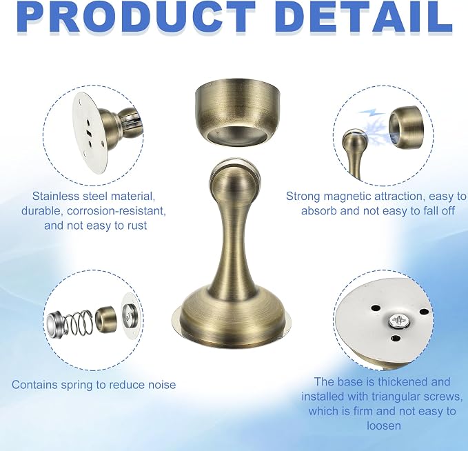 uxcell Magnetic Door Stopper, Stainless Steel Heavy Duty Door Holder, No - Image 3