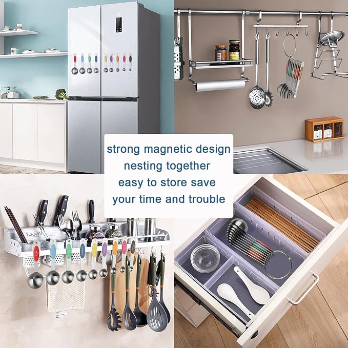 Magnetic Measuring Spoons Set of 9 Stainless Steel Stackable Measuring Spoons - Image 5
