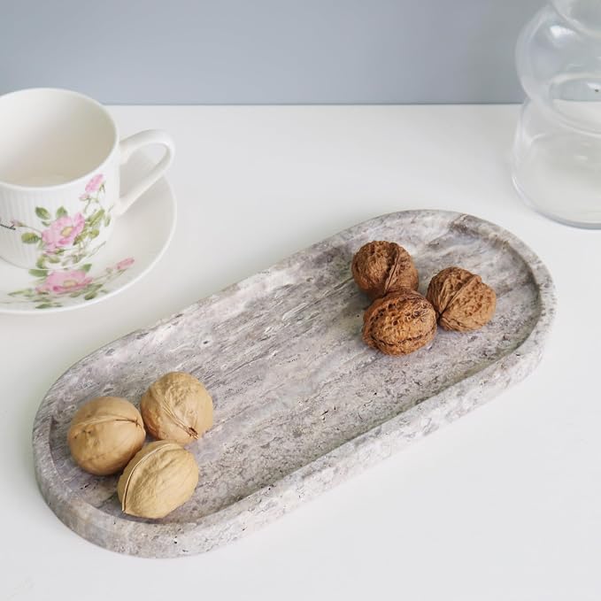 Natural Marble Tray, Oval Vanity Decorative Tray - Image 8