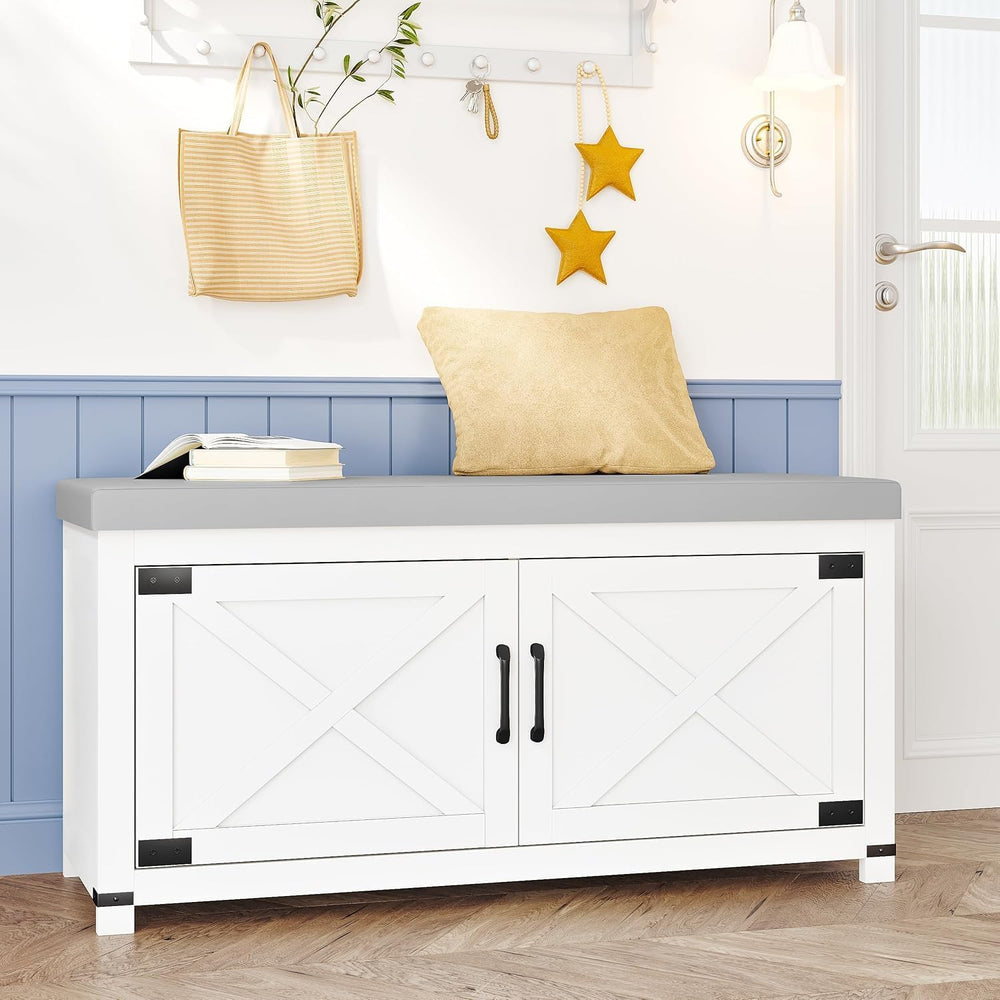 Hzuaneri 39.4" Shoe Storage Bench, with Soft Padded Seat Cushion & D...