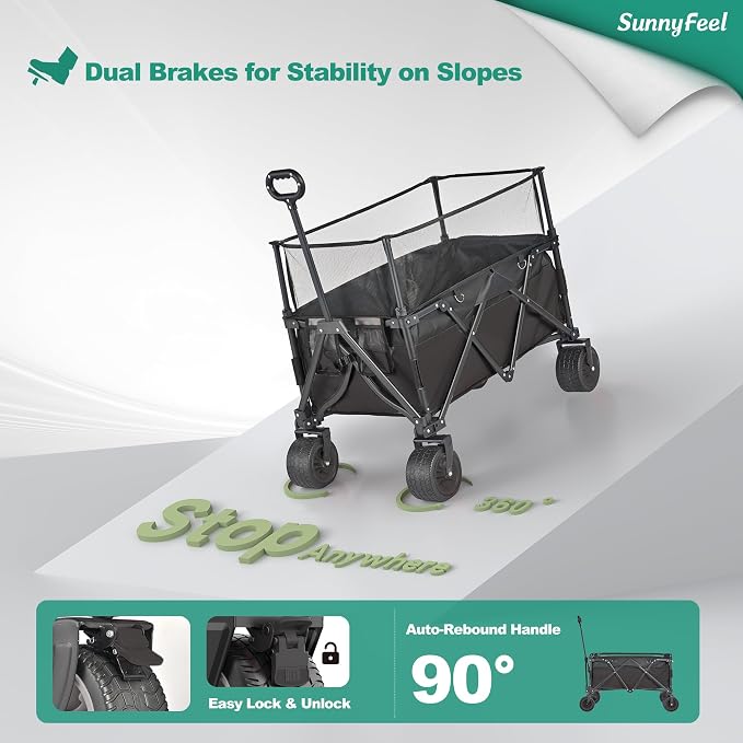 SUNNYFEEL Heavy Duty Collapsible Outdoor Utility Wagon Cart 500LB Capacity - Image 8