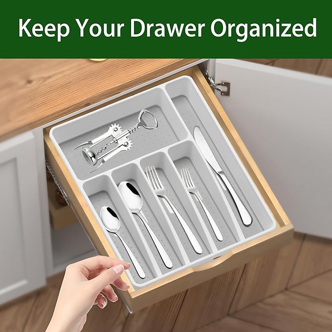 Silverware Organizer Utensil Organizer Holder Kitchen Drawer Organizer Plastic - Image 2