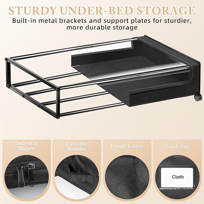 Under Bed Storage with Wheels 2-Pack，Under Bed Storage Containers XXL，Underbed - Image 5