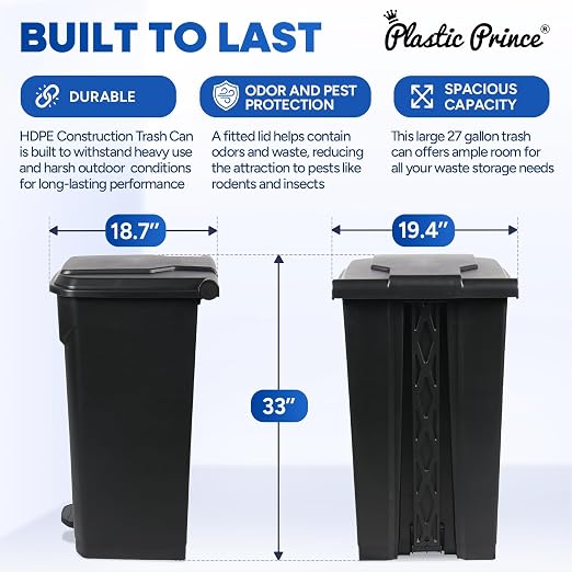 27 Gallon Step-On Trash Can/Container, Hands-Free Disposal - Image 7