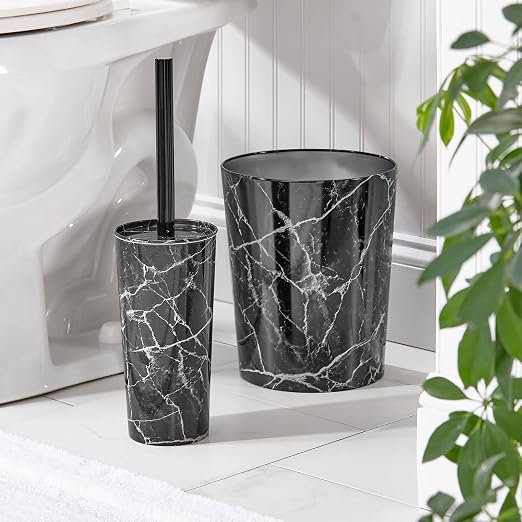 mDesign Round Metal Small 1.7 Gallon Recycle Trash Can Wastebasket, Garbage - Image 5