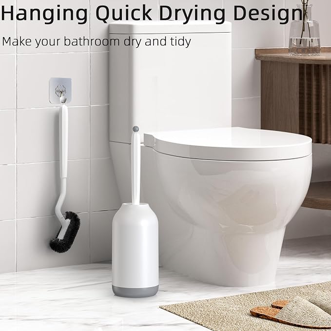 HAMITOR Toilet Bowl Brush Holder Set: Deep Cleaning Brushes - Image 6