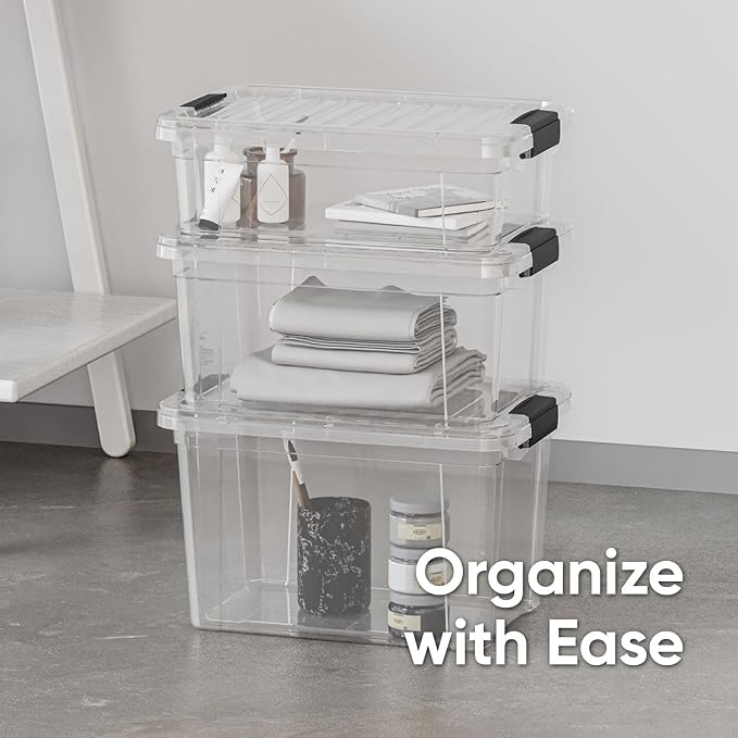 Superio Storage Bins with Lids- 2 Pack, 7.4 Qt Clear Boxes - Image 6