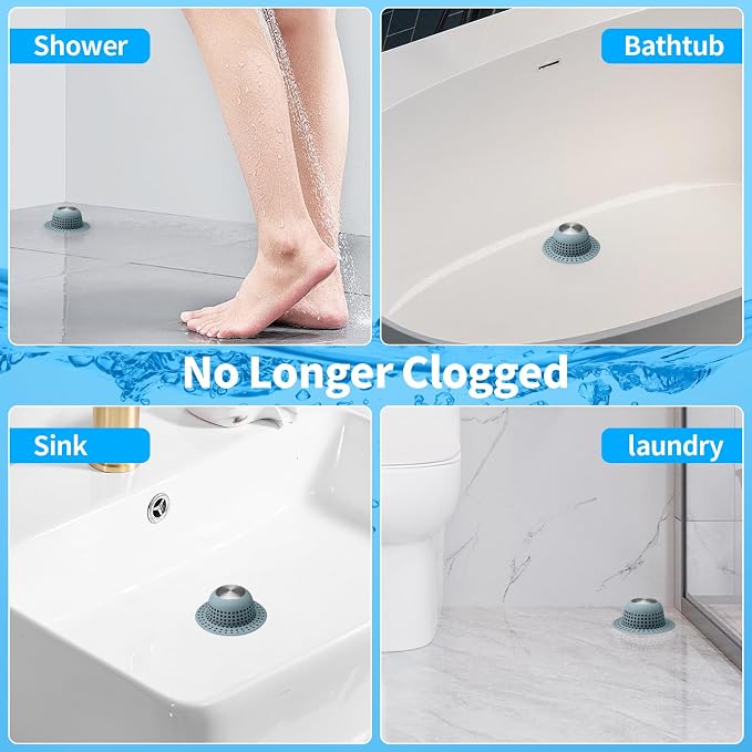 Shower Drain Hair Catcher, Bathtub Drain Cover Foldable Silicone Shower & Tub - Image 2