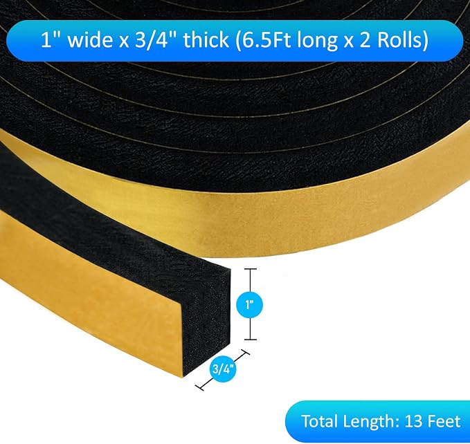 High Density Foam Weather Stripping Door Seal Strip Insulation Tape Roll - Image 2