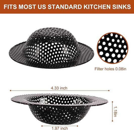 2 Pcs Black Stainless Steel Mesh Sink Drain Strainer, 4.45" Top/2.95" Kitchen - Image 2