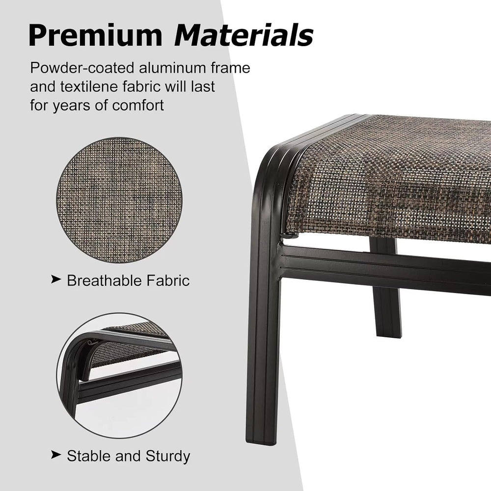 Patio Footstools Outdoor Foot Rest Aluminum Ottomans Samll Seat Wicker Furnit...