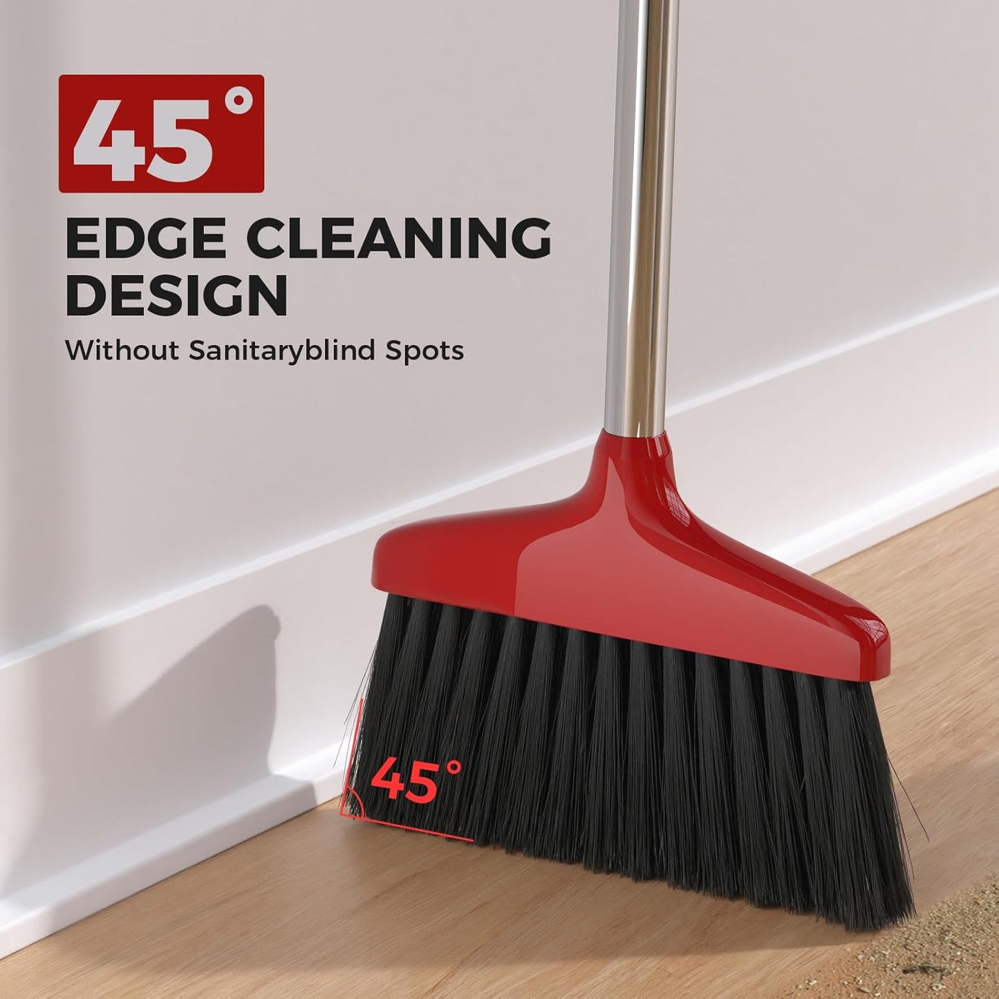 Handy Broom, Indoor/Outdoor Brooms, Duty Kitchen Broom, for Home Garage Kitchen Office Courtyard Lobby Patio Lawn Concrete (1 Pack, Red, New)