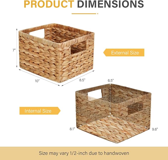 Water Hyacinth Wicker Basket, Decorative Woven Baskets - Image 4