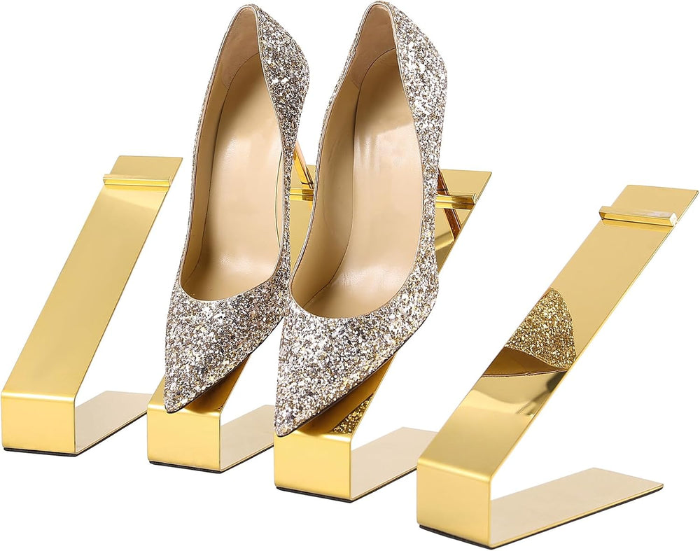 4-Pack Shoe Display Stand,High Heels Sandal Display Stand Gold