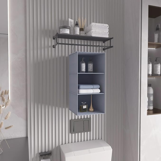 Hanging Closet Organizer and Storage 3-Shelf, Easy Mount Foldable Hanging - Image 6