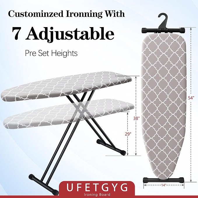 Ironing Board with Silicone Iron Rest pad, Extra Thick Cover, 14x54 Compact and - Image 2