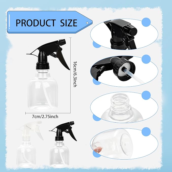 20 Pcs Empty Plastic Spray Bottle 8 OZ Reusable Clear Liquid Container - Image 2