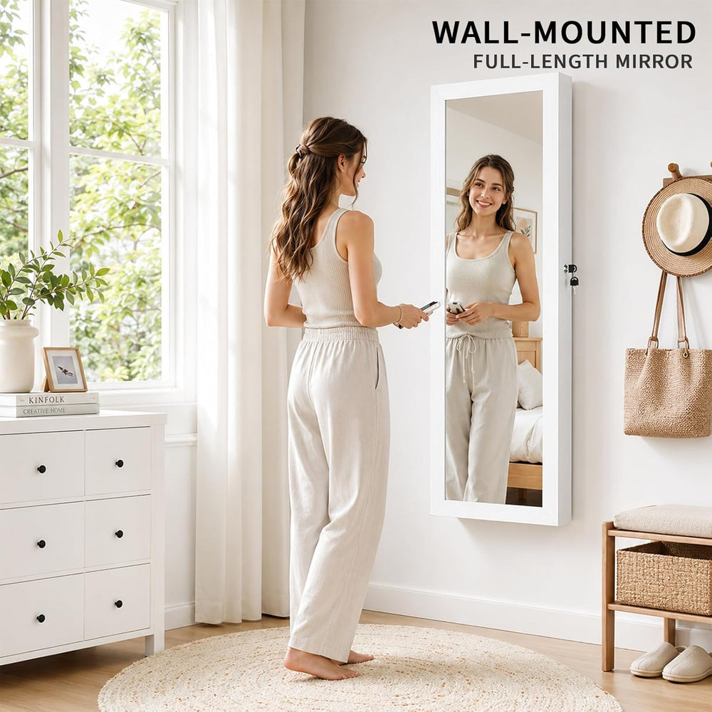 Over the Door Jewelry Organizer, Wall Mounted Jewelry Cabinet, Hanging Mirror...