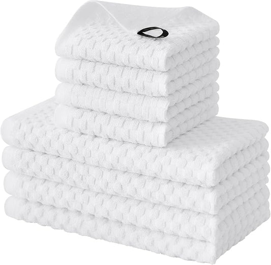 Fintale 100% Cotton Kitchen Towels and Dishcloths Set, 12 x 12 & 15 x 25 Inches by Fintale