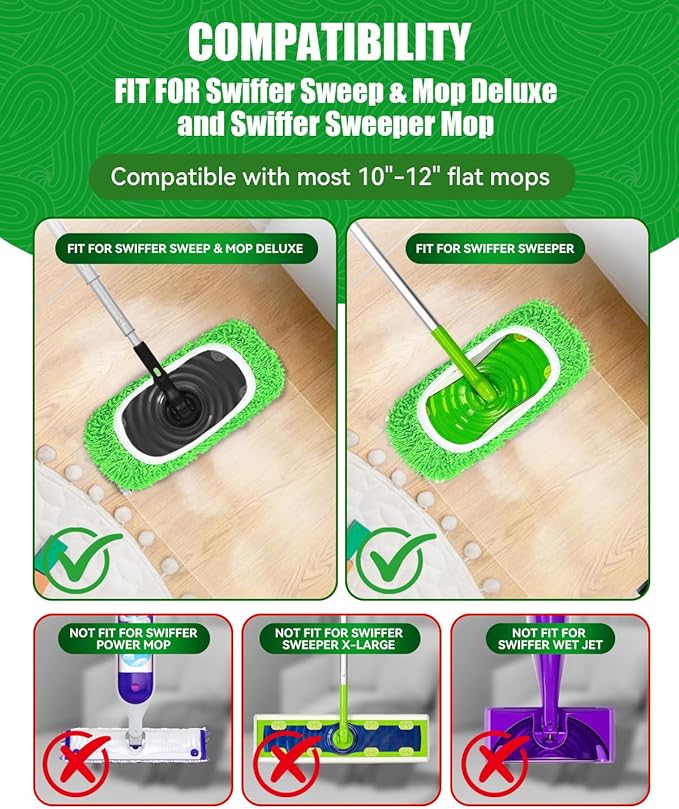 Reusable Wet Pads Refill for Swiffer Sweeper Mop, Dry Sweeping Cloths & Wet - Image 2